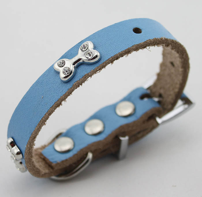 Genuine leather Dog collar 5 color Bones Genuine leather Dog collar 5 color Bones