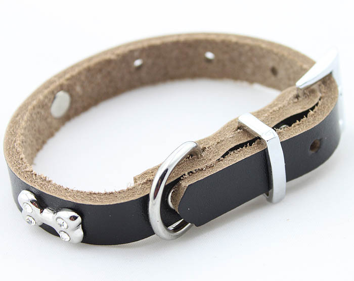 Genuine leather Dog collar 5 color Bones Genuine leather Dog collar 5 color Bones
