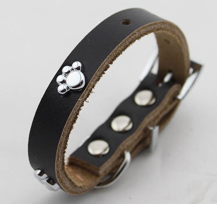 Genuine leather Dog collar 5 color Paws Genuine leather Dog collar 5 color Paws