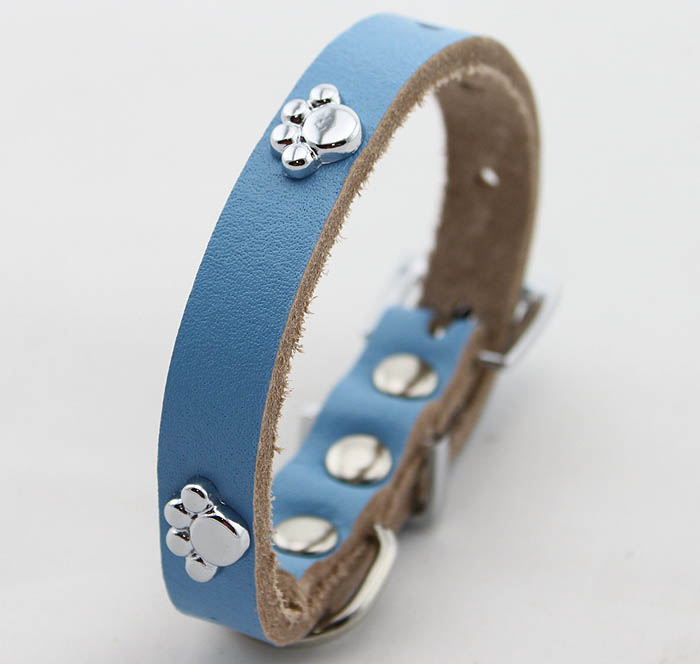 Genuine leather Dog collar 5 color Paws Genuine leather Dog collar 5 color Paws