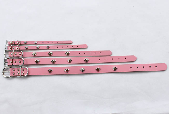 Genuine leather Dog collar 5 color Paws Genuine leather Dog collar 5 color Paws