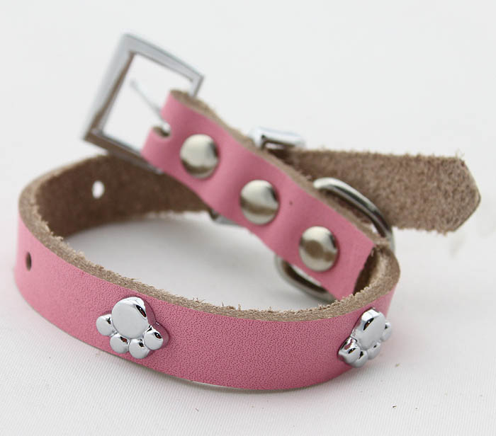 Genuine leather Dog collar 5 color Paws Genuine leather Dog collar 5 color Paws