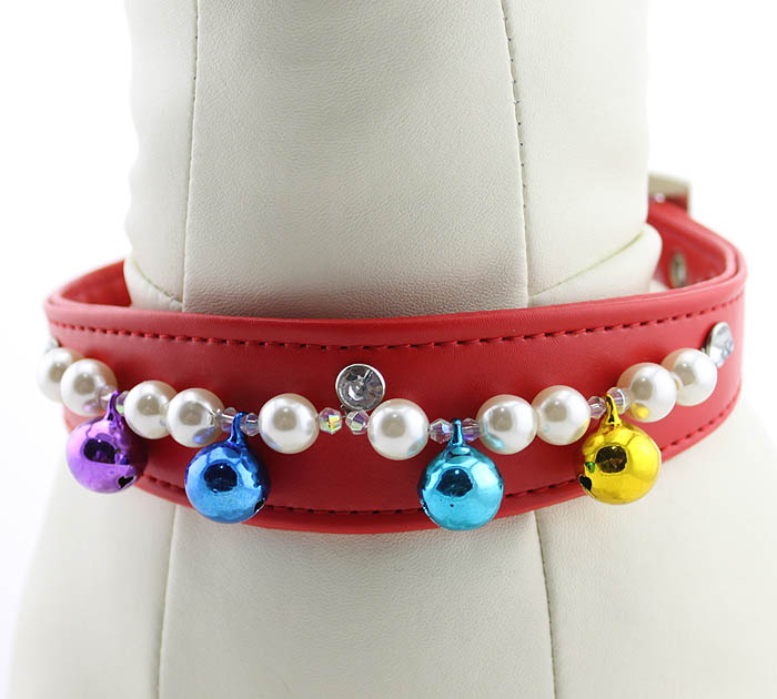 Christmas pearls&Bell Dog Collar Christmas pearls&Bell Dog Collar