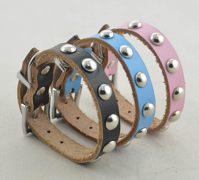 Genuine leather Dog collar 5 color Round Genuine leather Dog collar 5 color Round