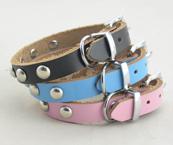 Genuine leather Dog collar 5 color Round Genuine leather Dog collar 5 color Round
