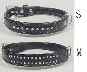 Line Rhinestones Black Collar
