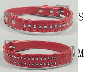 Line Rhinestones Red Collar