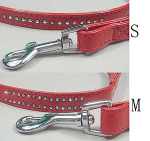 Double line Rhinestones Red Leash