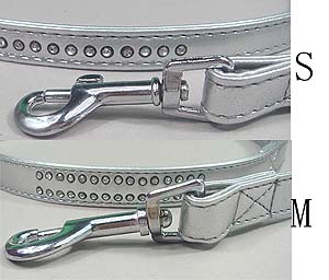 Double line Rhinestones Silver Leash