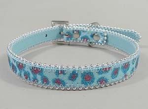 Shining Leather Collar Blue Gorgeous