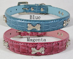 Bone Rhinestone Leather Collar