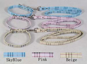 Plaid design Collar & Leash set