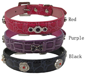 Rhinestone Leather Collar