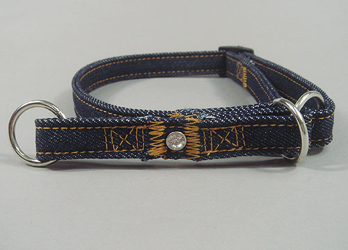 Rhinestones Nevy Denim Collar