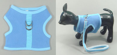 Blue Fleece Harnesses with leads